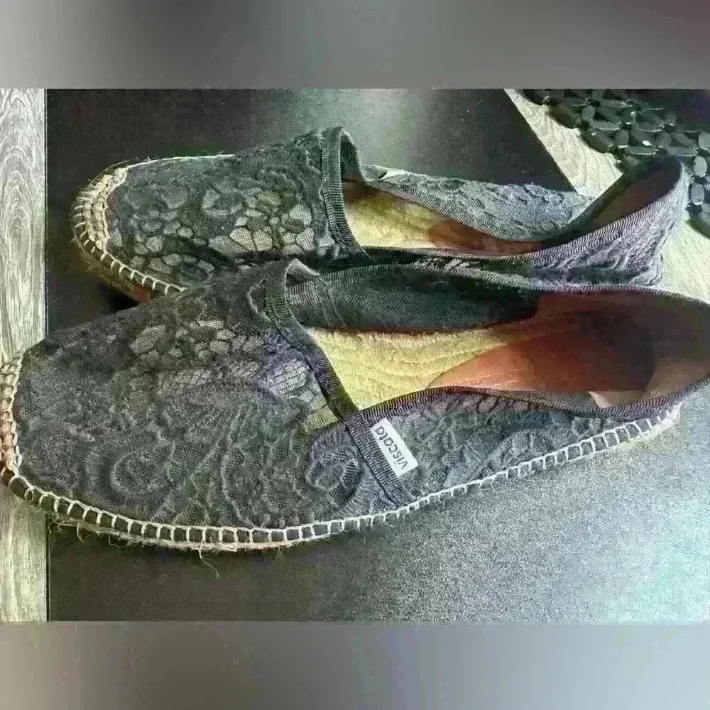Viscata Black Flat Lace Espadrilles | Lace espadrilles, Black flats